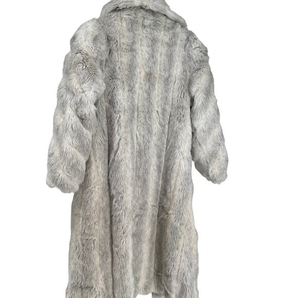 Vintage Rose Cloak & Suit Co Gray Ivory Vegan Faux Fur Coat Made in USA - Picture 3 of 8